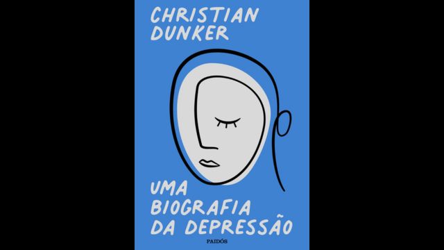 Capa de livro, com rosto triste desenhado