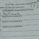 Certidão de óbito do bebê é registrado como "natimorto" — Foto: Arquivo Pessoal